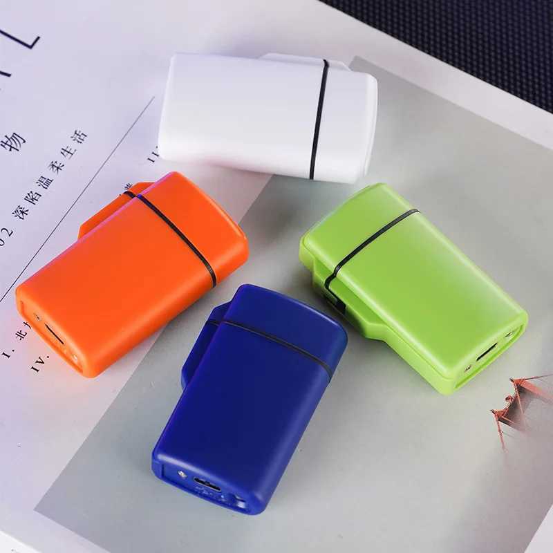 Mini Windproof Double Arc Pulse USB Lighter Silent Button Ignition Outdoor Waterproof Portable Electric Lighters Smoking Gadgets D251024