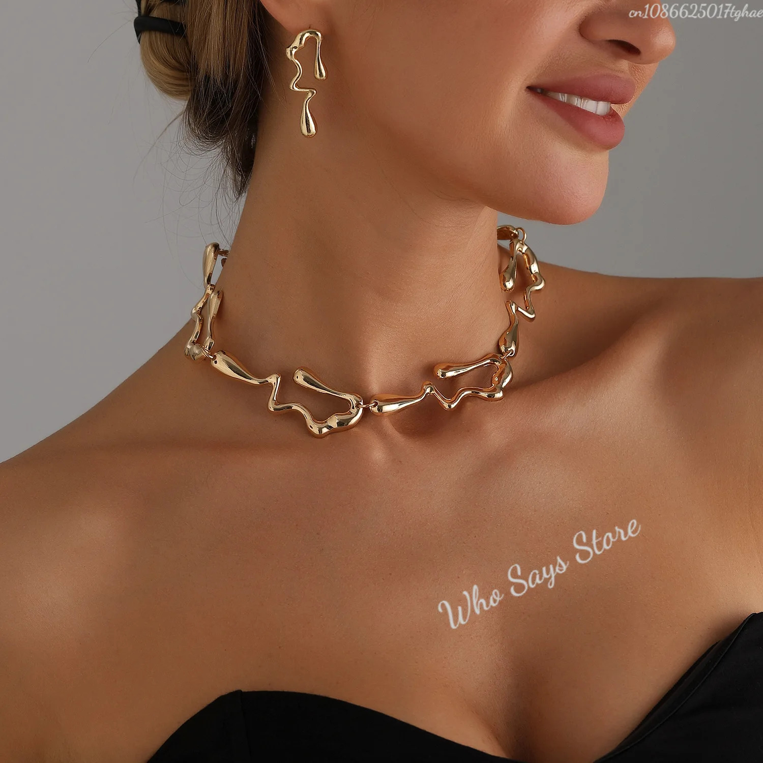 Elegant Irregular Wave Torques Necklaces for Women Trendy Punk Gold Color Chokers Clavicle Chain Wedding Party Jewelry 251016