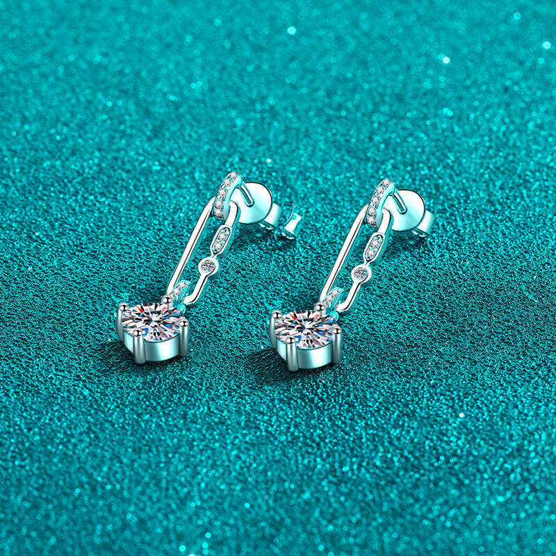 DHCollections-- Xindeyi Pure Sier Plated PT950 Gold Moissanite Paperclip Tassel High-end Sense Elegant Earrings