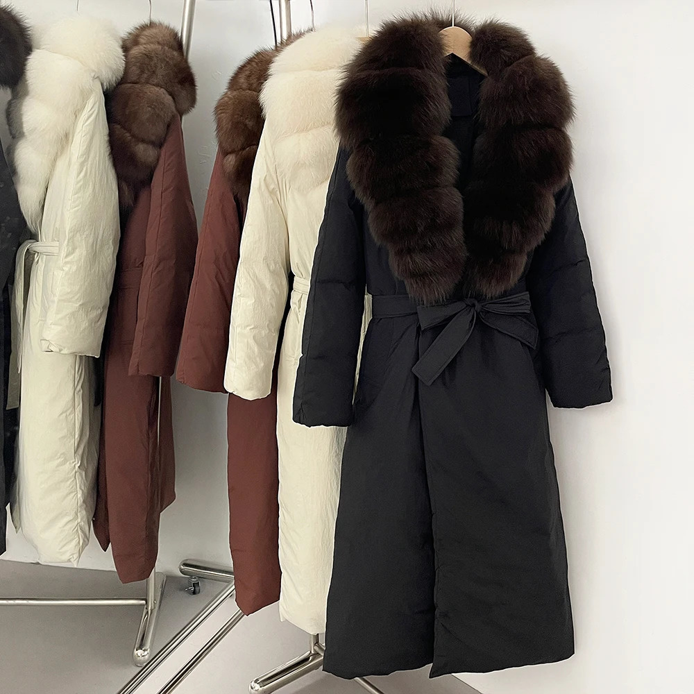 WHOLESALE Winter Long Hooded Puffer Jacket Women Warm Thickened Real Fox Fur Collar White Goose Down Jacket Waterproof Parkas 251024