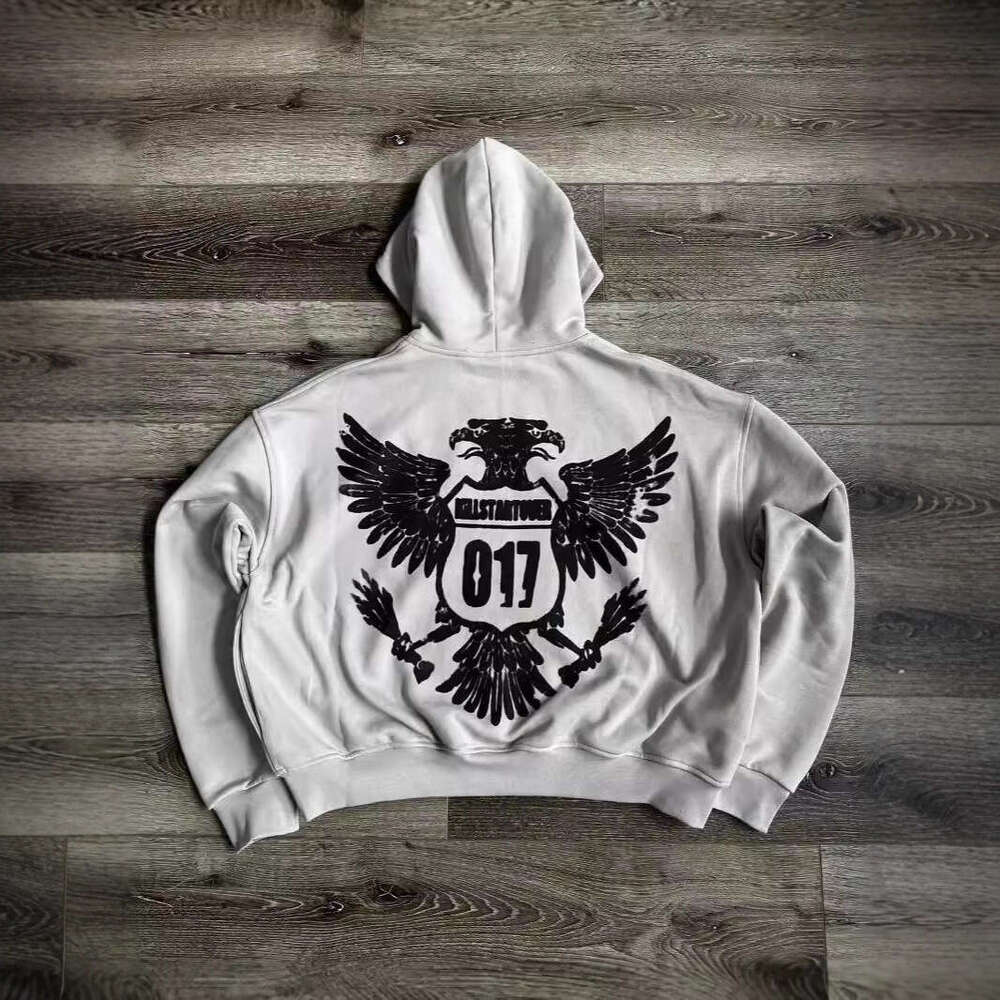 2025 Personalized Letter Pattern Printed Loose Winter New Unisex Open Front Cardigan Vintage Hooded Sweatshirt