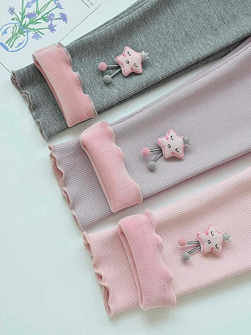MILANCEL Kids Winter Thicken Leggings Children Cute Stereoscopic Stars Render Pants Girls Outwear Warm TrousersT251024