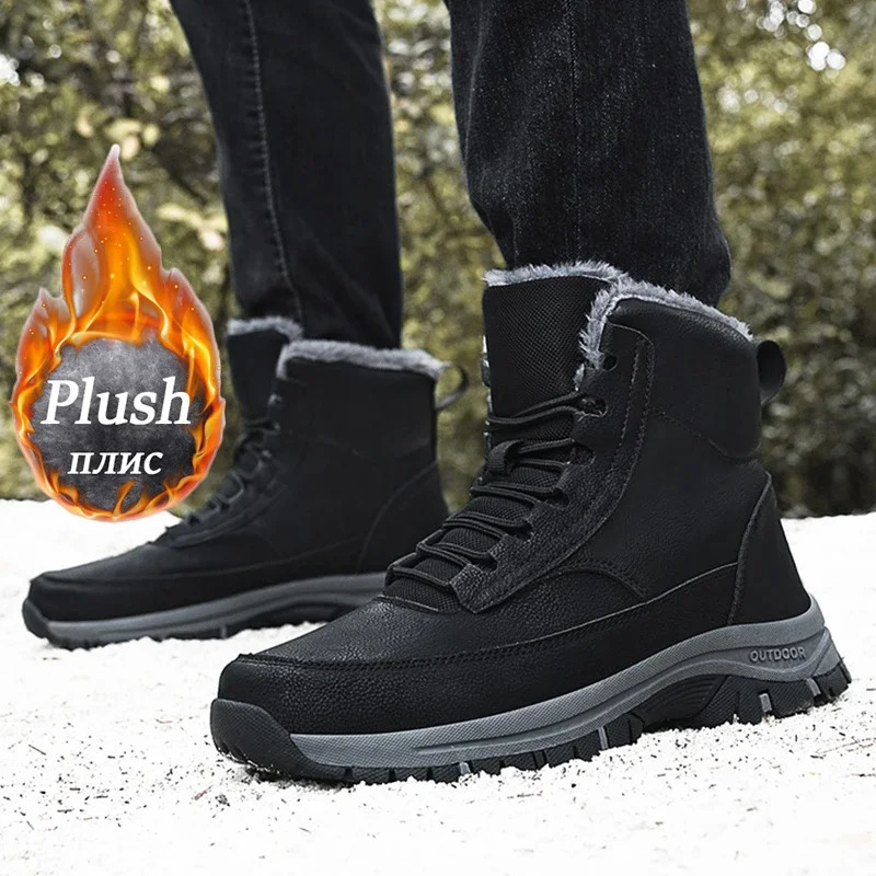 Men Winter Snow Boots For Waterproof Leather Sneakers Super Warm Mens Boots Outdoor Male Hiking Boots Work Shoes Size 3948251020