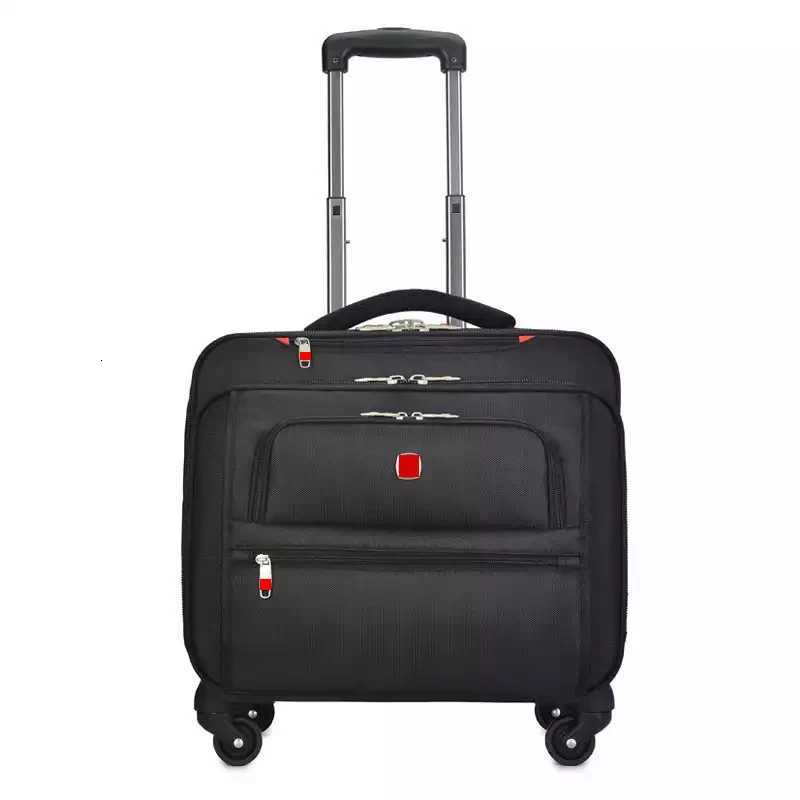 Brand luxury multilayer rolling luggage computer boarding bag 18 inch carry on trolley suitcase men women travel luggageW251024