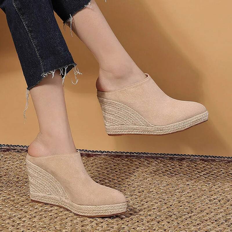 Wedges les Women high heel slipper sandals platform casual outdoor comfortable pumps pointed toe shoes ddmythur