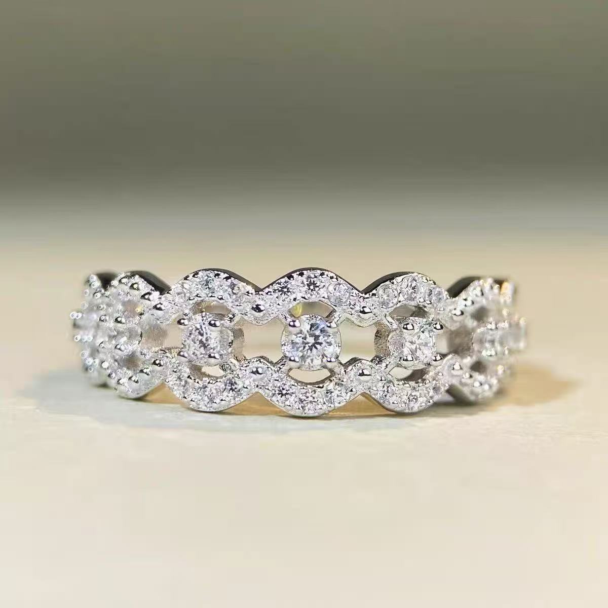 TaiYang New Gold Plated Copper Lace Openwork Ring, Adjustable Zirconia Sparkling Statement Ring for Women