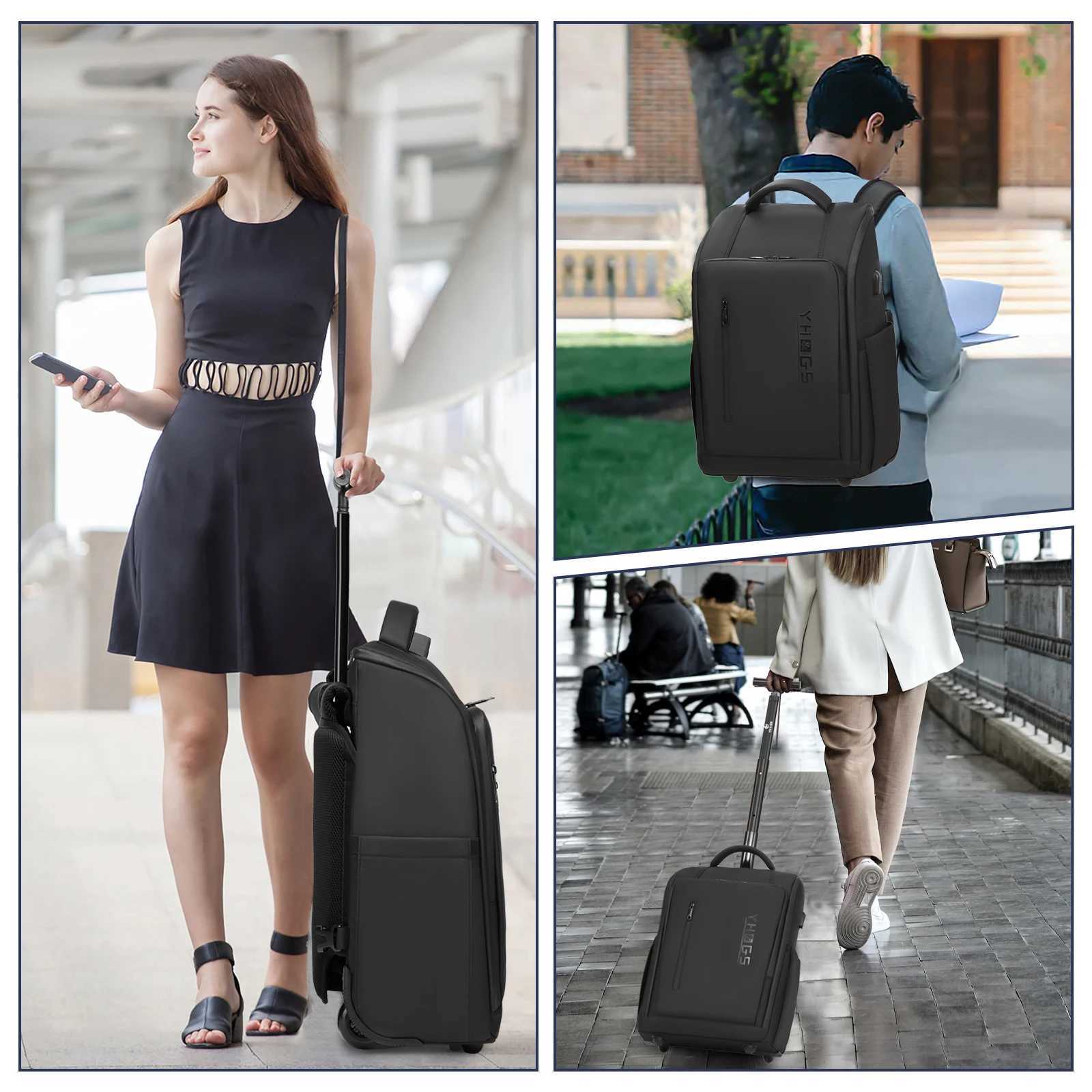 20 Inch Boarding Cabin Luggage Suitcase Rolling Luggage Backpack Women Men Carry on Travel Trolley Case with USB Business BagsW251024