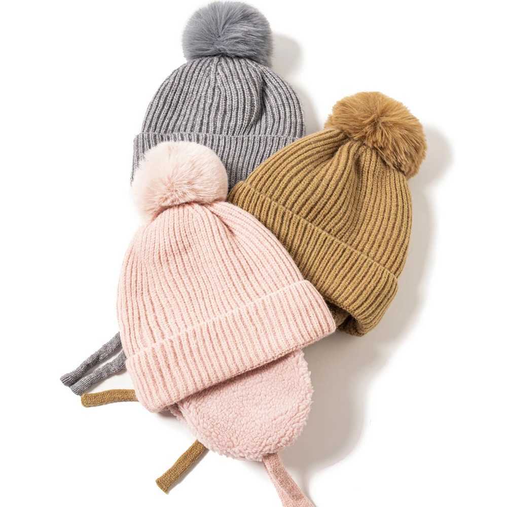 310Y childrens hats warm hats for boys and girls in autumn and winter baby woolen hats parentchild style fleece earproteL251024