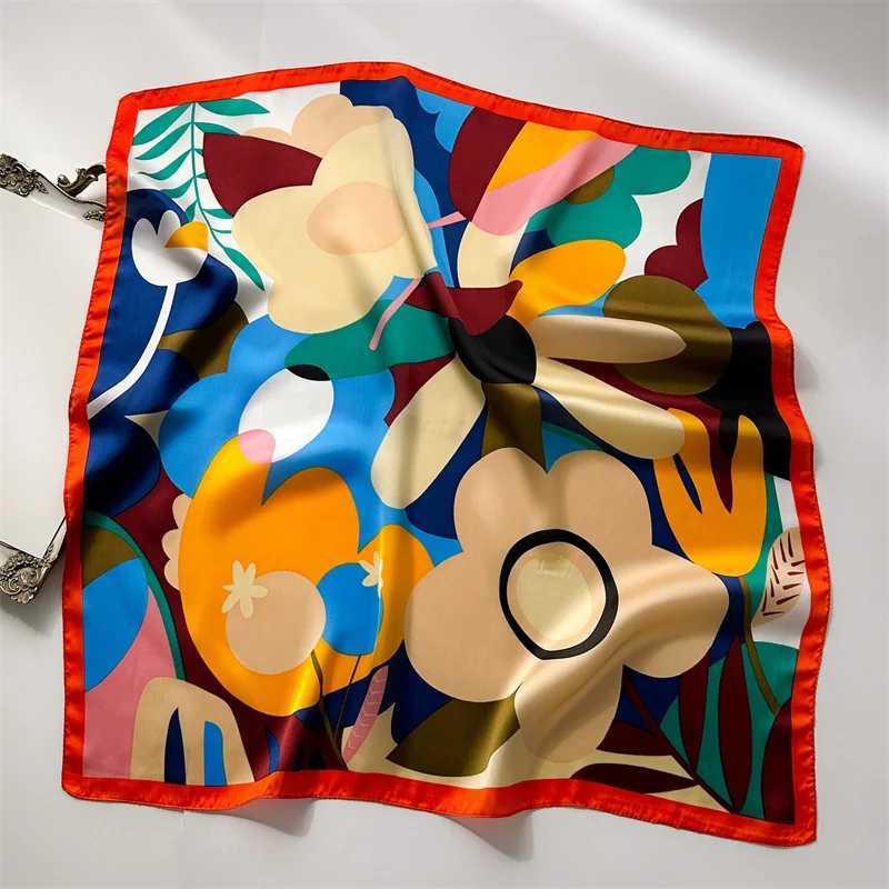 7070cm Silk Square Scarf Wen Soft wer Print Haiand Foard Neckerchief Hijab Tie Bag Ribbon band Fashion Decoration Y251024