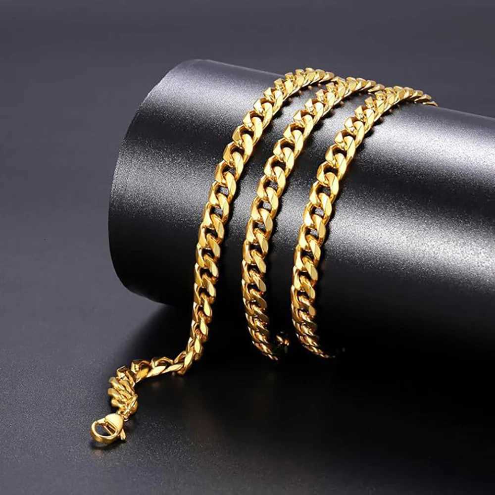 357MM Stainl Steel Cuban Chain Necklaces For Men Women Gold Color Cu Link Chain Punk Fashion Jewelry Accories 4570CMXJ251024