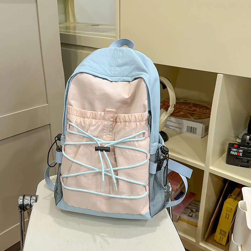 Simple Color Block Fashionable Travel Hiking Small Backpack High Value Middle And High Student School Bag High Quality