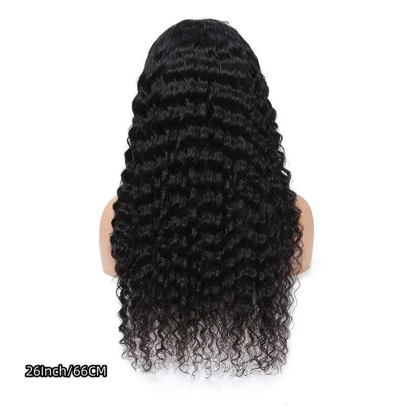 13x6 Deep Wave 8-34" - 250% Density Natural Looking Frontal, HD Lace Frontal Wigs with Pre-Plucked, Voluminous Curly Human Women, Suitable for Ev