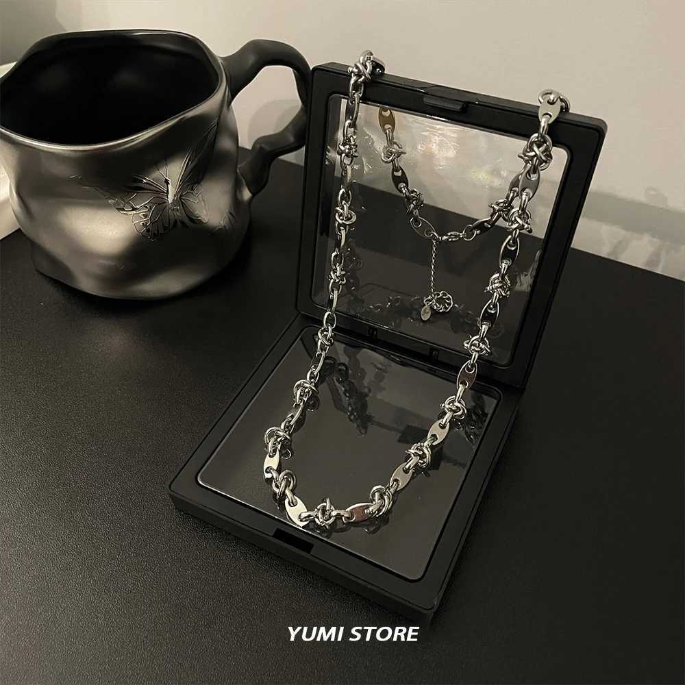 Hip Hop Stainl Steel Splicing Necklace for Man Woman Punk Clavicle Sweater Chain Luxury Unisex Jewelry Accories WholesaeXJ251024