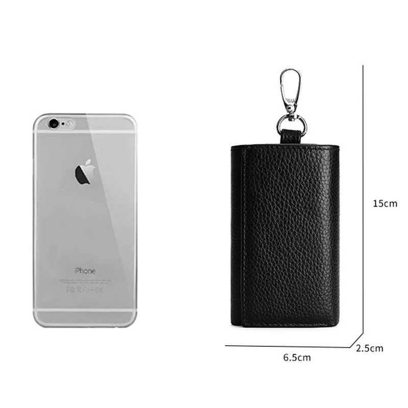Unisex Genuine Leather Key Holder Wallet CarHouse Key Organizer with Card Slots Compact Keychain Bag Gift Ready Z251023