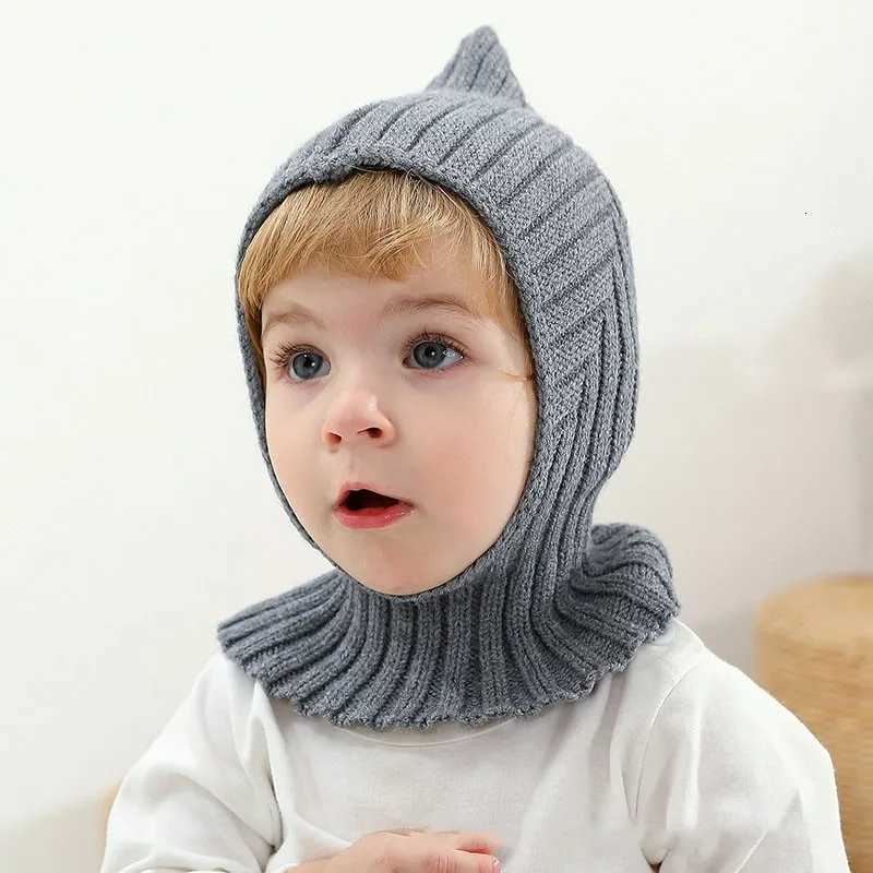 Autumn Winter New Newborn Baby Knitting Warm Scarf Cap Boy Girl Infant Solid Fashion Pullover Hat Kid Windproof Earmuffs CapsL251024