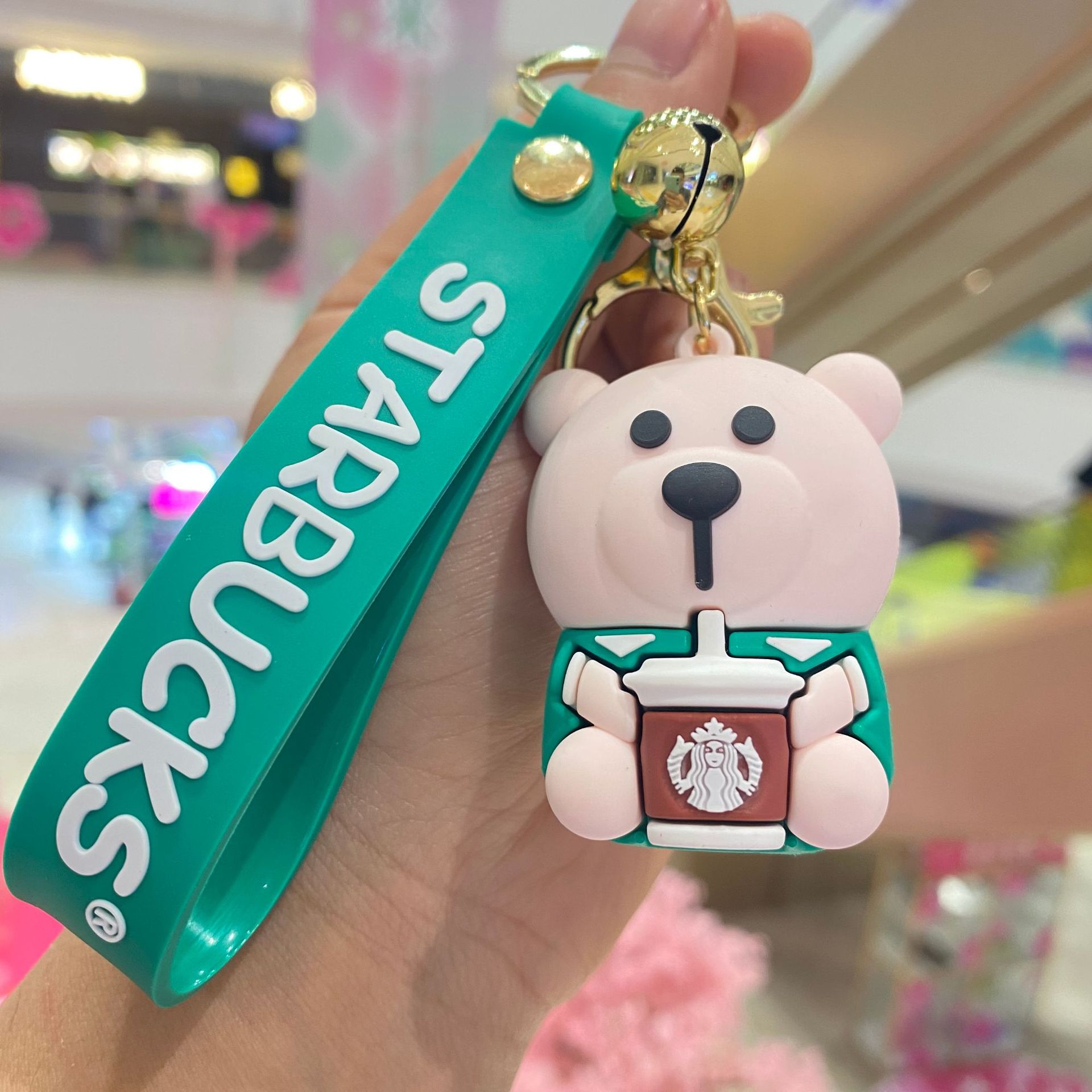 New Milk Tea Cup Bear Keychain Epoxy Resin Doll Car Key Ring & Bag Charm, Claw Machine Gift (Wholesale)