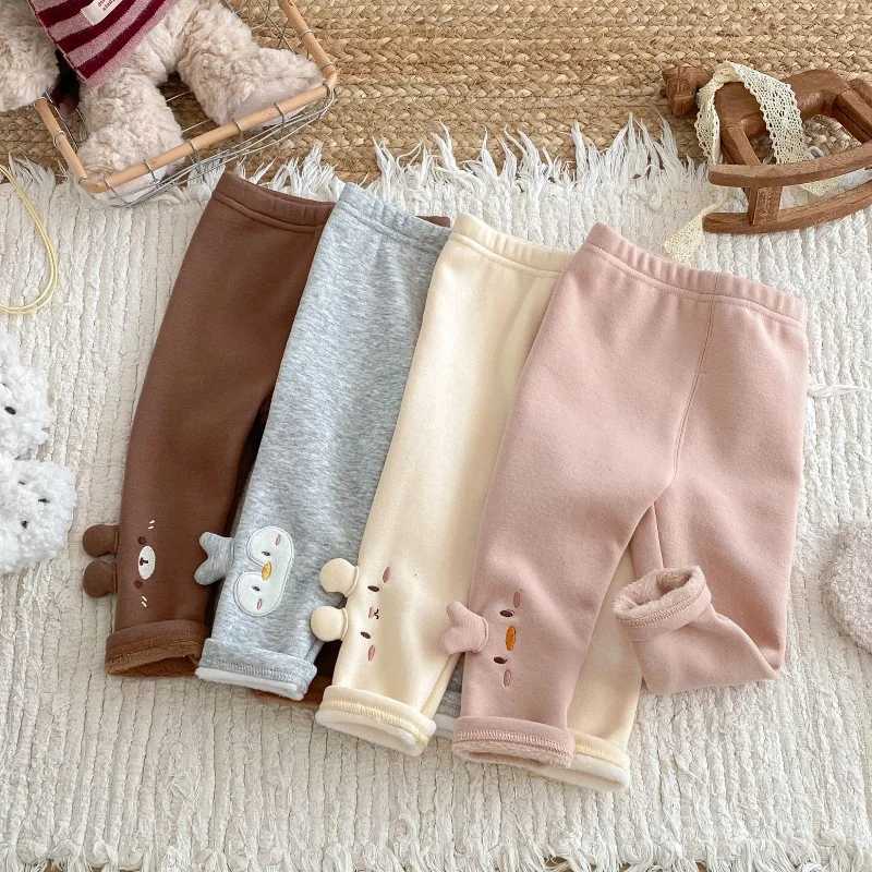 Cute girls 3D Animal Ears Leggings Thickened Fleece Lined Casual Pants New Kids Winter Childrens Warm TrousersT251024