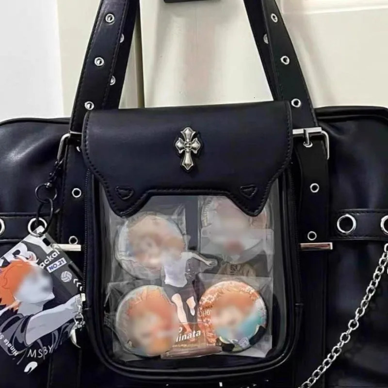 Harajuku Black Ita Bags Backpack Women Sweet Cool Transparent Large Capacity Handbag Ladies Japanese Y2k Backpacks Chic Bolsas 251023