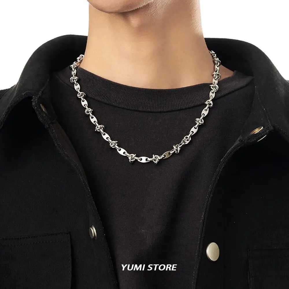 Hip Hop Stainl Steel Splicing Necklace for Man Woman Punk Clavicle Sweater Chain Luxury Unisex Jewelry Accories WholesaeXJ251024