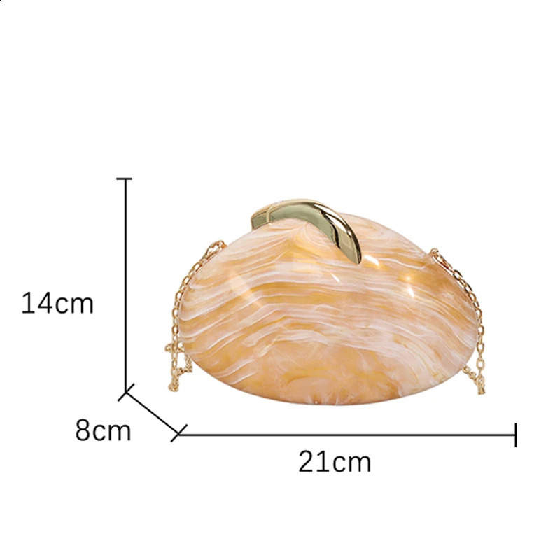 Acrylic Shell Shape Evening Clutch Ladies er Chain Crossbody Shoulder Bag Elegant Handbag Party Wedding Banquet Bag 251023