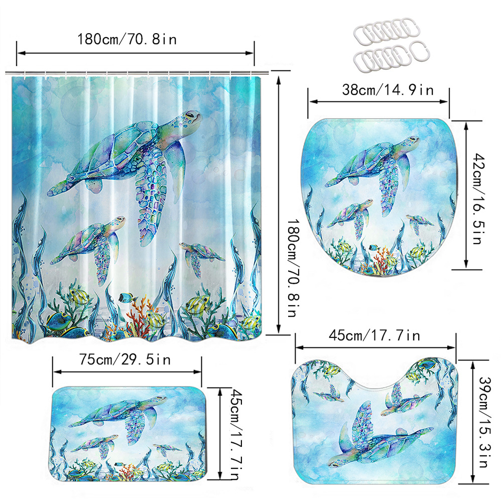 YL-37552 Hot selling digital printed shower curtain animal waterproof, mildew-proof and moisture-proof bathroom dry and wet separation curtain