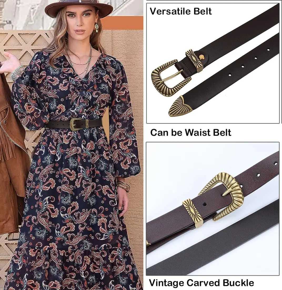 New Western Belts for Woman Plus Size Classic Pin Buckle Belts Black Genuine Leather Waistband Fashion Men Belt with Jeans Pants W251024