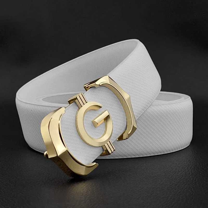 2024 High quality white casual men belt genuine leather designer G letter belt Cowskin solid smooth buckle belt ceinture homme W251024