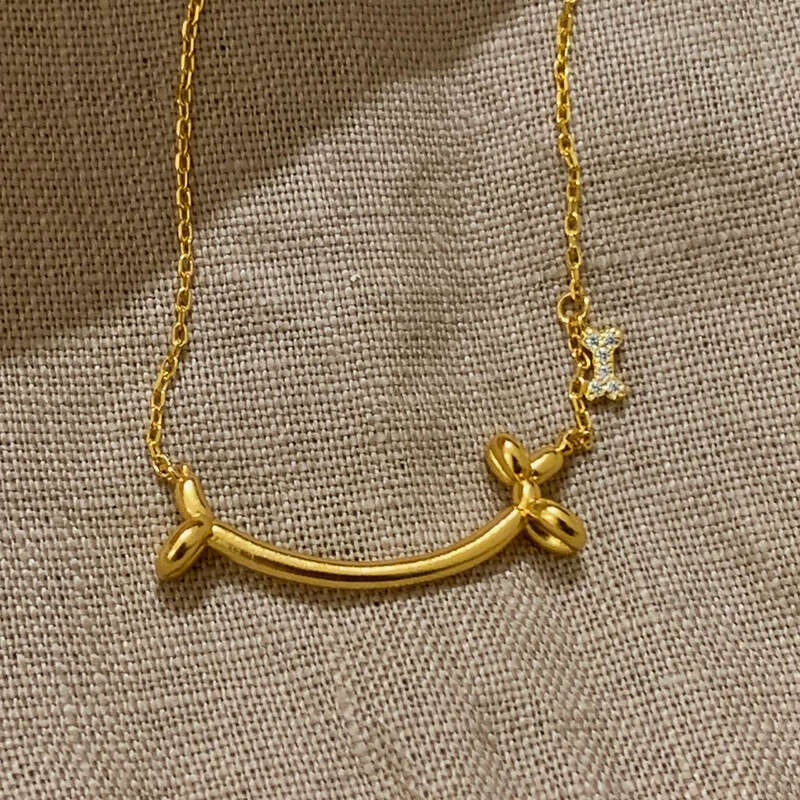 Smiling Face Balloon Puppy Necklace for Women Cute Exquisite Sweater Clavicle Chain Style