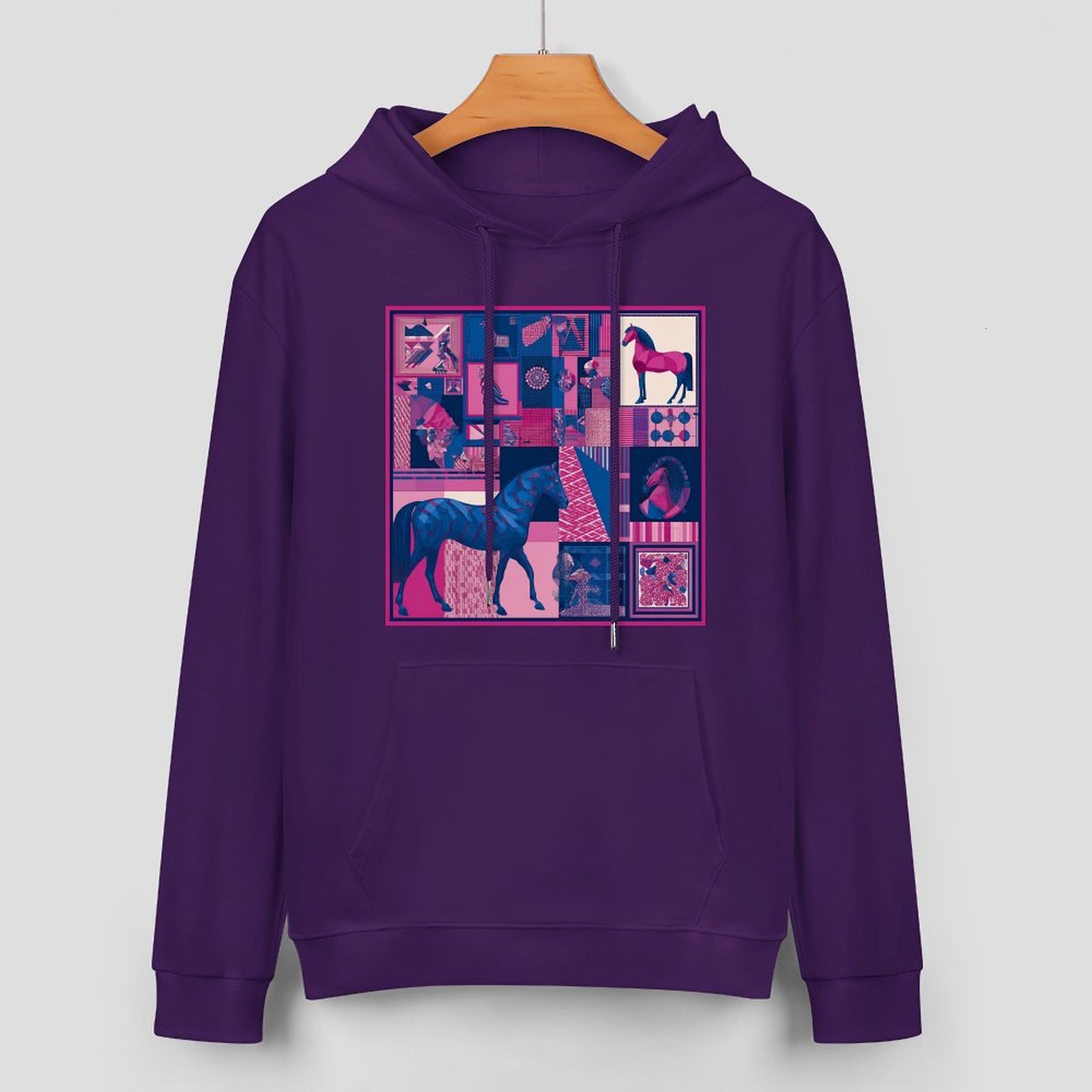H Designer Fall Winter Hoodie Luxury Horse Print Design Unisex Long Sleeve Streetwear Hip Hop Oversized Fit Hoodie Men's Fashion Apparel H64