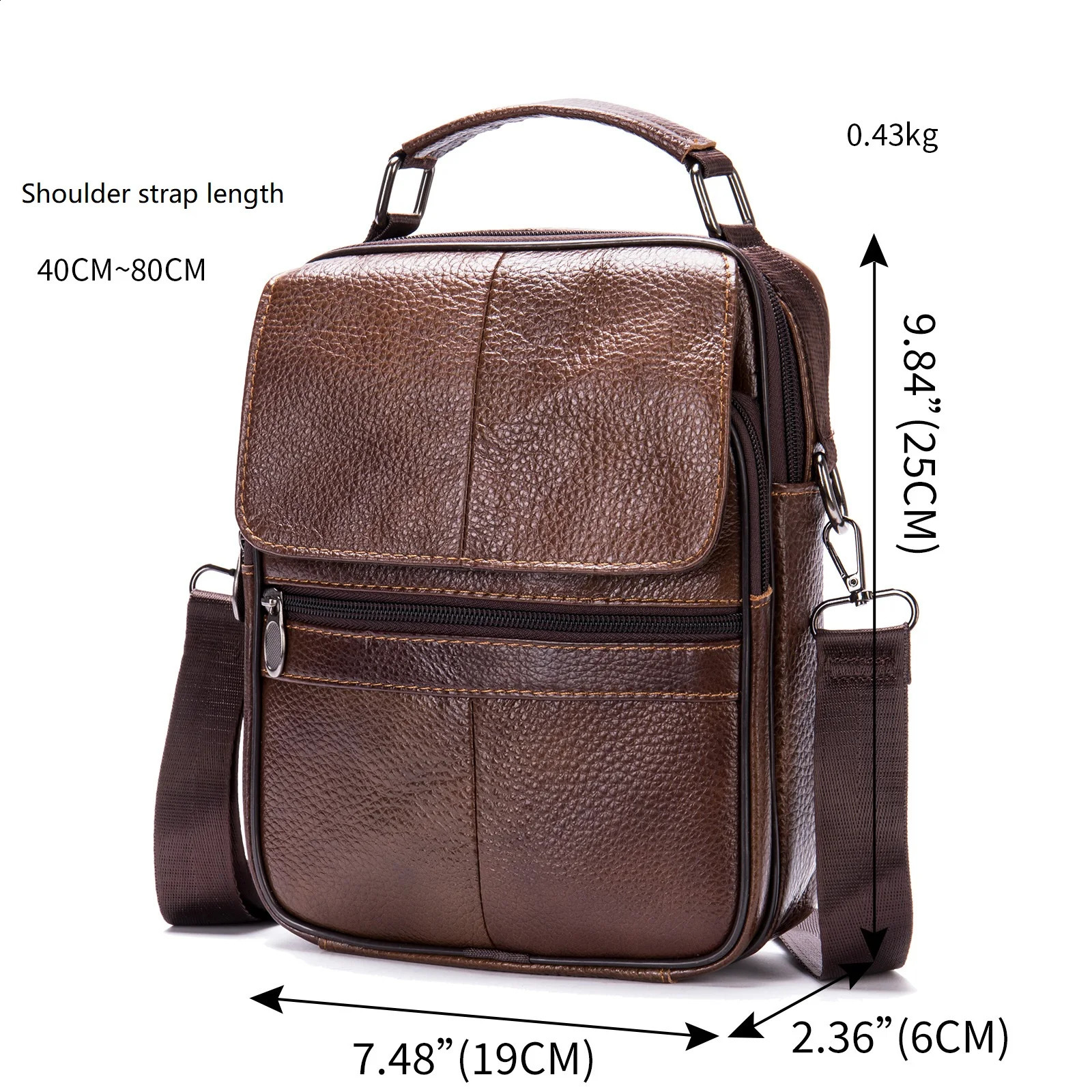 Genuine Leather vertical crossbody bag for men cowhide singleshoulder high quality casual business and trendy message 251018