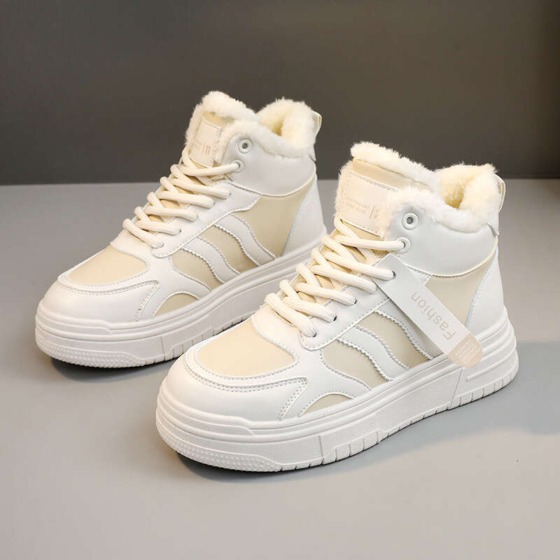 Winter New Ins Korean Version Fleece-Lined High-Top Sneakers for Female Students, Height-Increasing Thick-Soled Casual Warm Shoes boot snow boots wome
