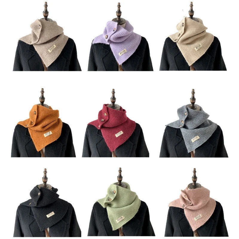 Cable Knit Wrap Button Scarf Winter Warm AllMatching Button Scarf Neck Protections Knit Neckerchief Windproof M6CD 251020