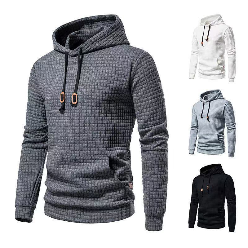Plaid Kangaroo Pocket Hooded Autumn Fashion Sweatshirt Unisex European and American Casual Sportswear Hoodie