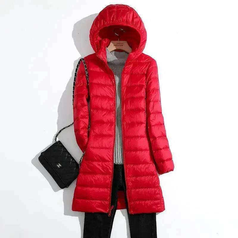 Plus Size 5Xl 6Xl 7Xl Fall Women's Autumn Winter Ultra Lightweight Packable Long Puffer Jacket Female Hooded Korean Slim Coats Designer Women