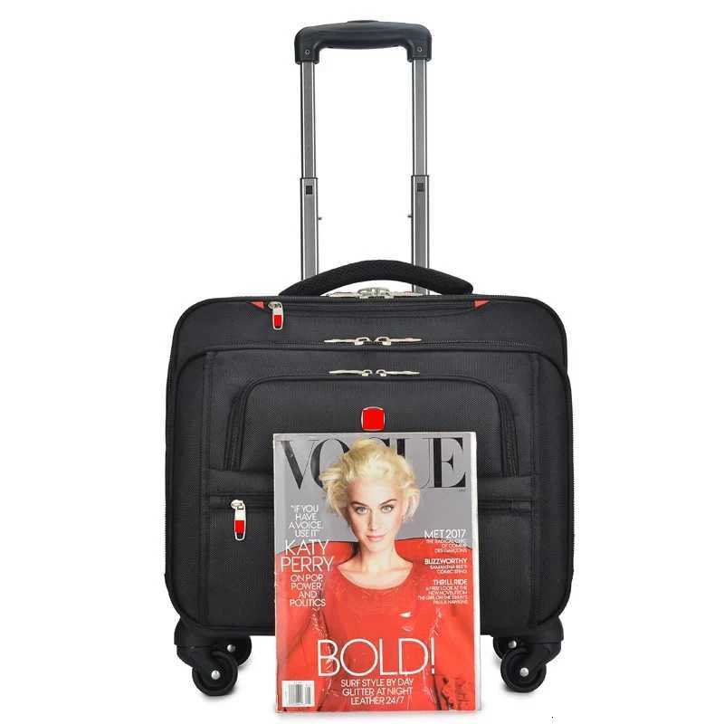 Brand luxury multilayer rolling luggage computer boarding bag 18 inch carry on trolley suitcase men women travel luggageW251024