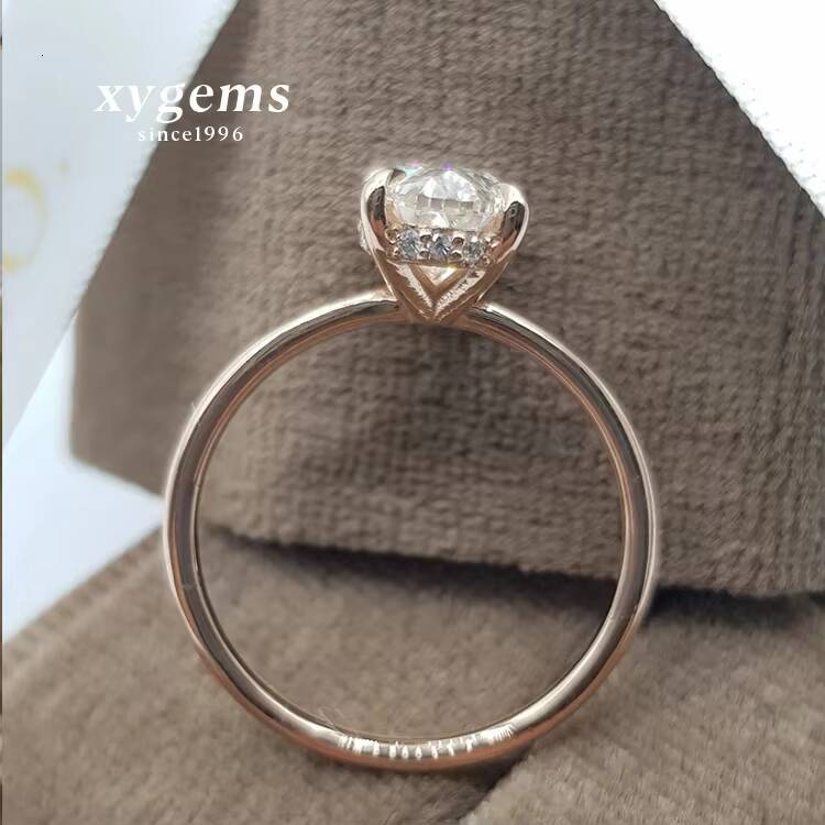 14k18k Genuine Rose Gold Oval Shaped Moissanite Engagement Ring
