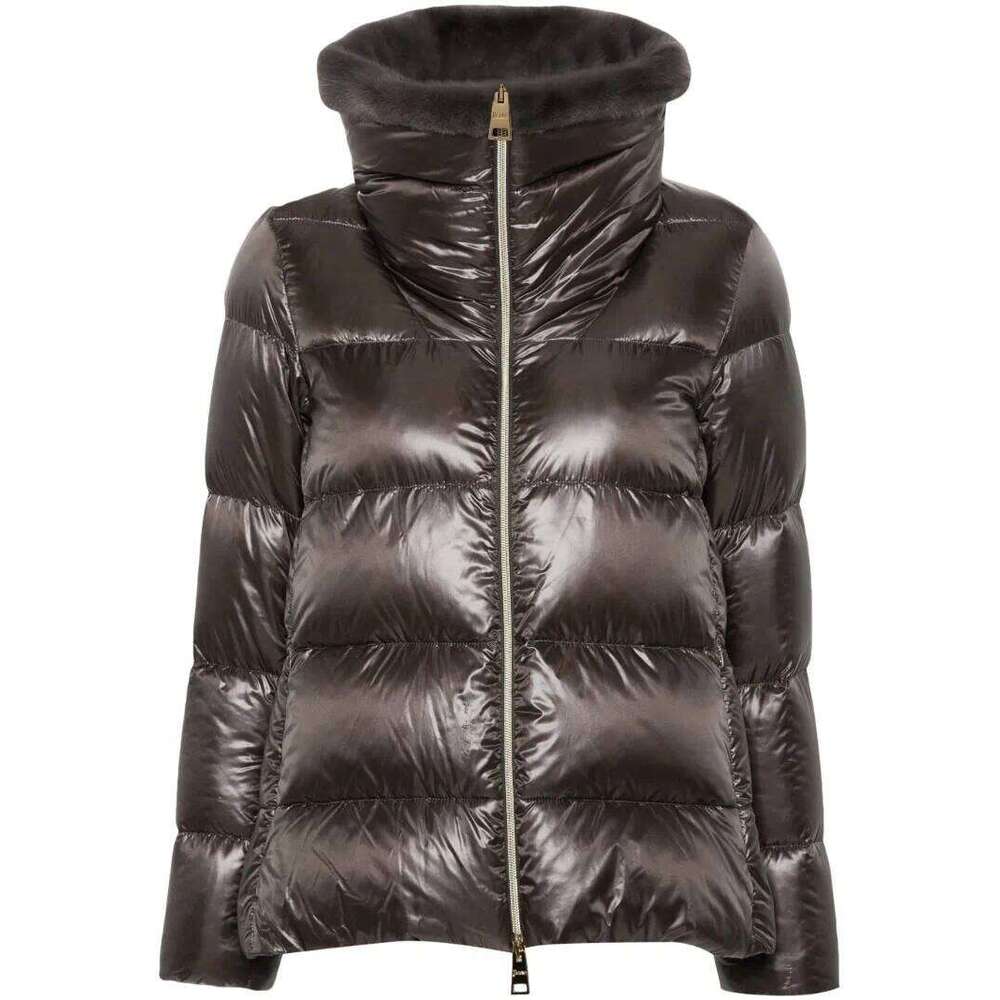 2025 New Style Zipper Fur Collar Large Lapel Temperament Commuter Down Jacket Coats Designer Women