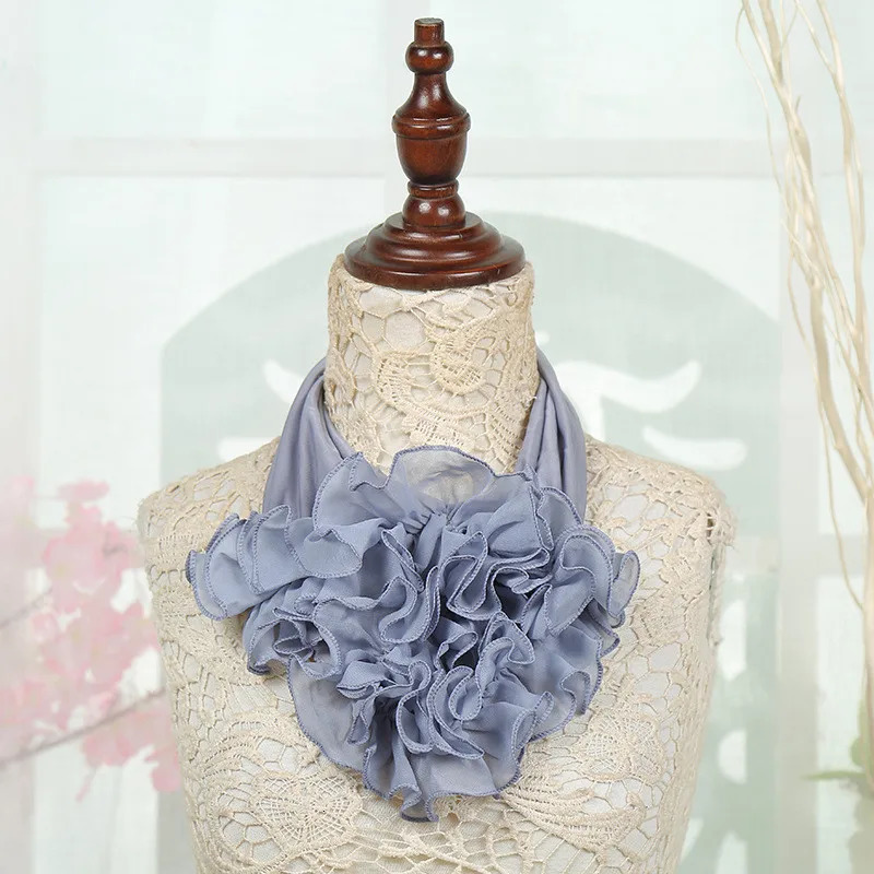Solid Color Floral Collar Scarf Scarf Women Fashion Neckerchief Ring Scarves Neck Scarf For Ladies 251020