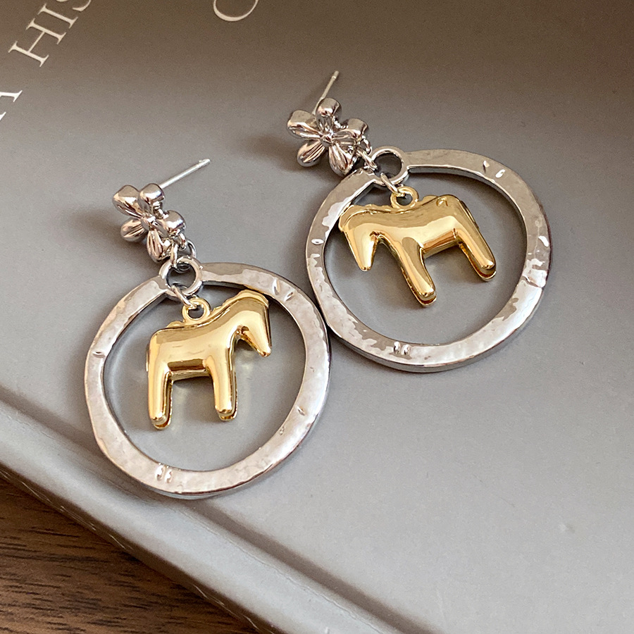 Designer earrings Luxury earrings Zircon 999 silver pony cute unicorn animal shaped earrings niche high-end fashion earrings gold earrings free shippi