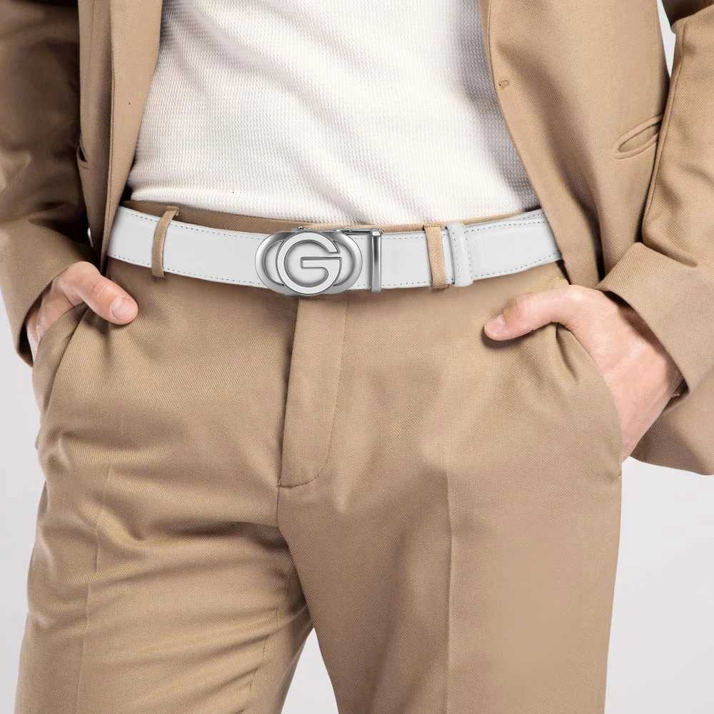 Mens Fashionable Leather Belt Mens Highquality Leather Belt Business Automatic Buckle Ratchet Belt Randomly Adjustable W251024