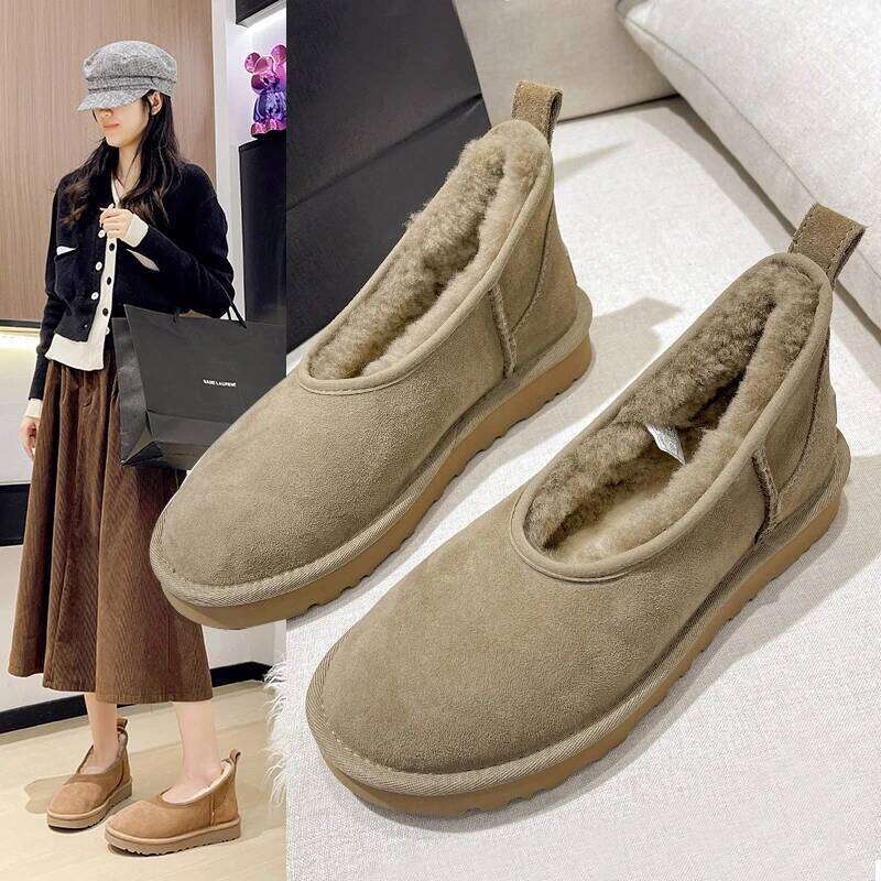 2025 Women Winter Ultra Mini Boot Designer Australian Platform For Leather Warm Ankle Fur Booties Boots Round Toe