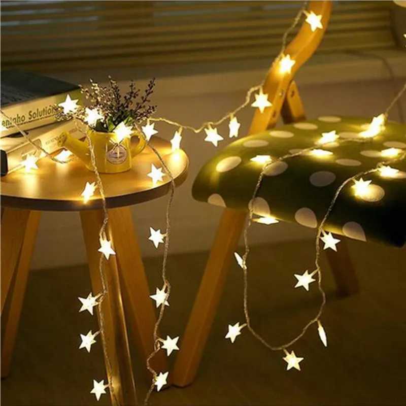6M 40Led Lights Outdoor Decoration String Lights Christmas Tree Home Window Decor Holiday Lighting Star Light Strings C251024