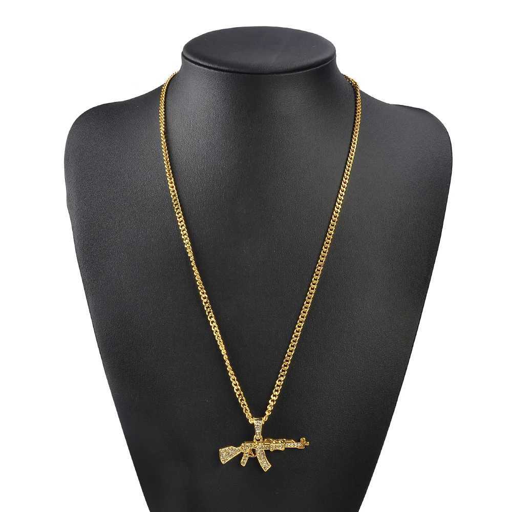 Fashion Necklace Machine Gun Assault Rifle AK47 Pendants Short Long Women Men Colar Gift Jewelry ChokerXJ251024