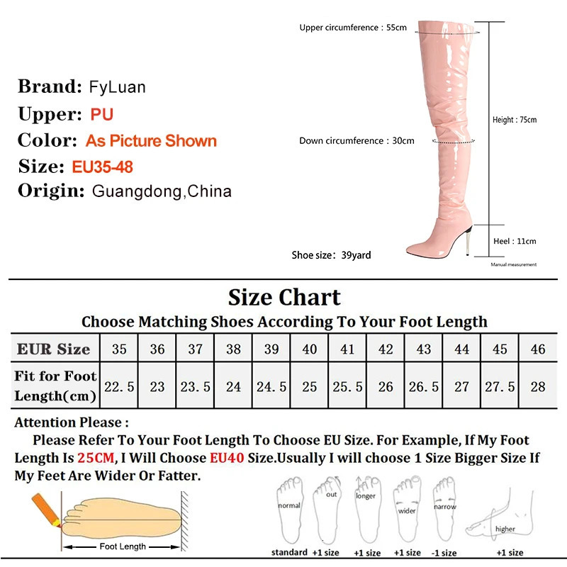 Plus Size 45 47 Women Stripper Heels 11CM Stiletto Sexy Pointed toe Red Long Shoes Club Party Over The Knee Thigh High Boots 251023