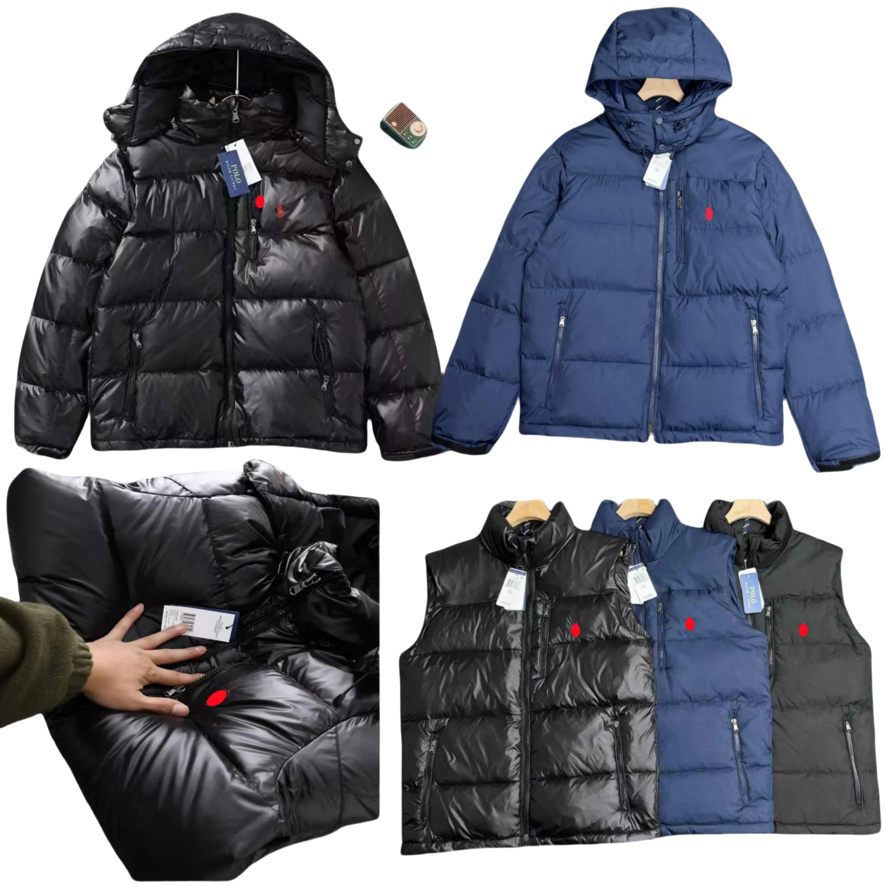 Mens Polo Puffer Jackets Women Winter Puffer Down jacket Embroidered Tracksuit Jackets Coats Zipper Designer Clothing Fashion Men Warm Removable Hooded coat