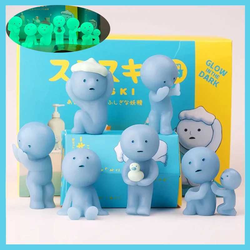 New Smiski Bath Serie Mystery Cute Glow In The Dark Green Doll Action Figures Cartoon Desktop Blind Box Model Gift Doll Toys J251024