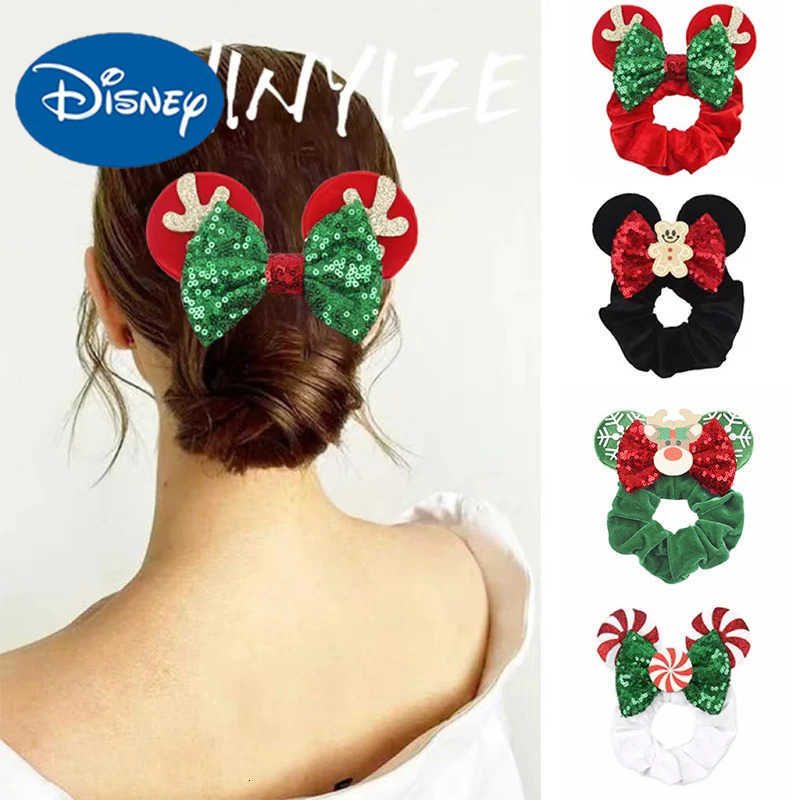 Disney Christmas Velveteen Ear Clip with Sparkling Sequin Bows - Perfect for Festivals & Trips