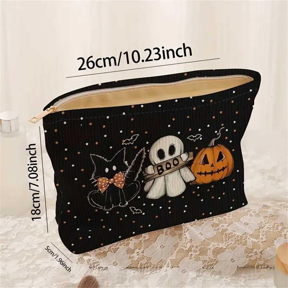 Cute Halloween Makeup Bag Ghost Pattern Cosmetic Pouch Small Zipper Toiletry Bag for Women Mini Travel Organizer Holiday GiftT251024