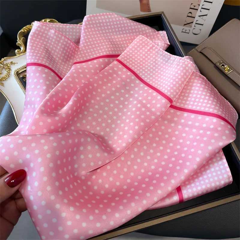 Luxury Brand 2025 Dot Print Square Silk Scarf for Wen Hijab Hair Bands 70cm Neckerchief Fem Satin Shl Ribbon band Y251024