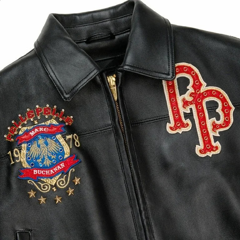 Streetwear Vintage Embroidered Leather Jacket Y2K Men Motorcycle Jacket Sequin Hip Hop Embroidered Patches Oversized Casual Coat 251023